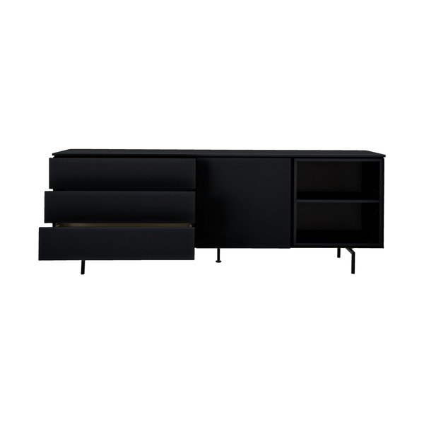 Comodă neagră joasă 210x76 cm Plain – Tenzo-image-1