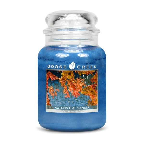 Lumânare parfumată în recipient de sticlă Goose Creek Autumn Leaf & Amber, 150 ore de ardere