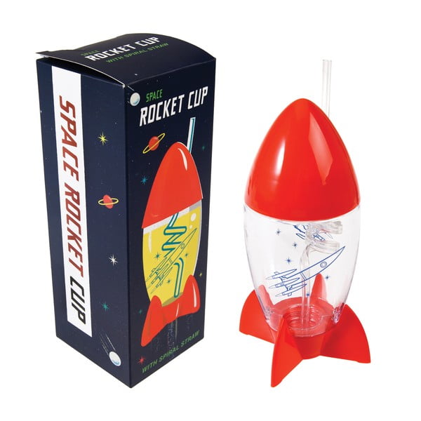 Pahar în formă de rachetă cu pai pentru copii Rex London Space Age