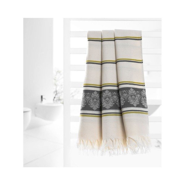 Prosop hammam Deco Bianca Loincloth Stripe Nurbanu, 80 x 170 cm, gri - bej -image-3