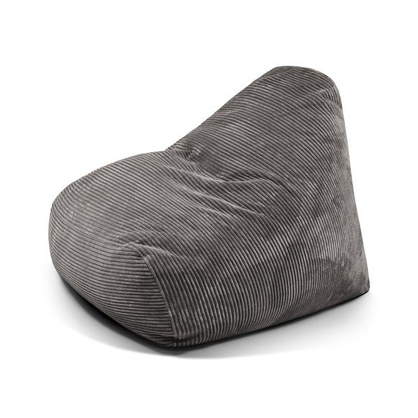 Fotoliu bean bag gri închis cu tapițerie din catifea reiată Snug 100 – SLOWDOWN