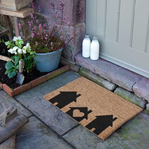 Covoraș de intrare din fibre de nucă de cocos 40x60 cm Home Is Where the Heart Is – Artsy Doormats-image-3