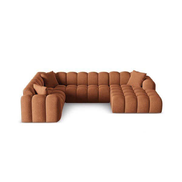Colțar teracotă cu tapițerie din chenille (cu colț pe partea stângă/în formă de "U") Treno – Cosmopolitan Design