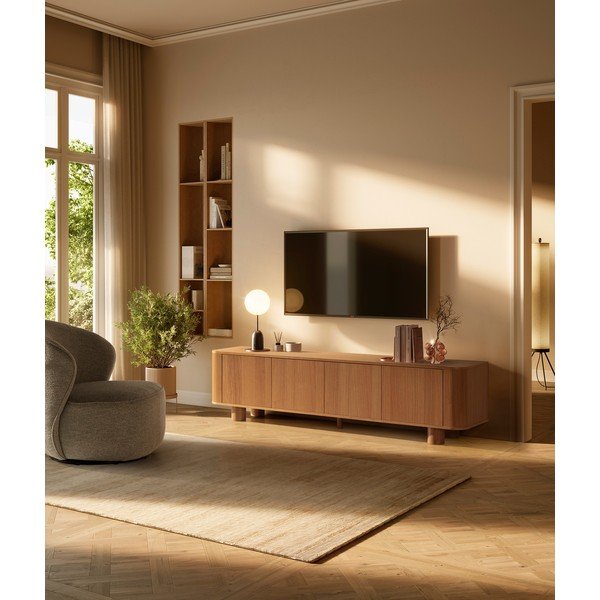 Comodă TV în culoare naturală cu aspect de lemn de stejar 180x50,5x40 cm Padoc – MOME-image-1