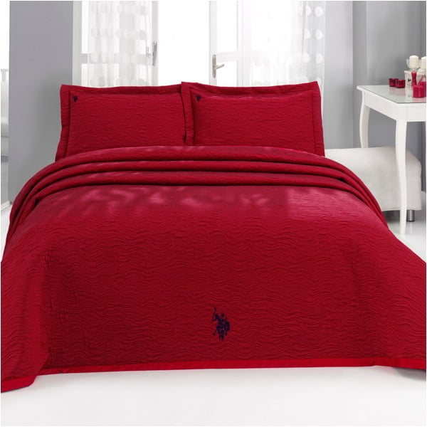 Set cuvertură de pat și față de pernă  U.S. Polo Assn. Melcroft Red, 180 x 260 cm