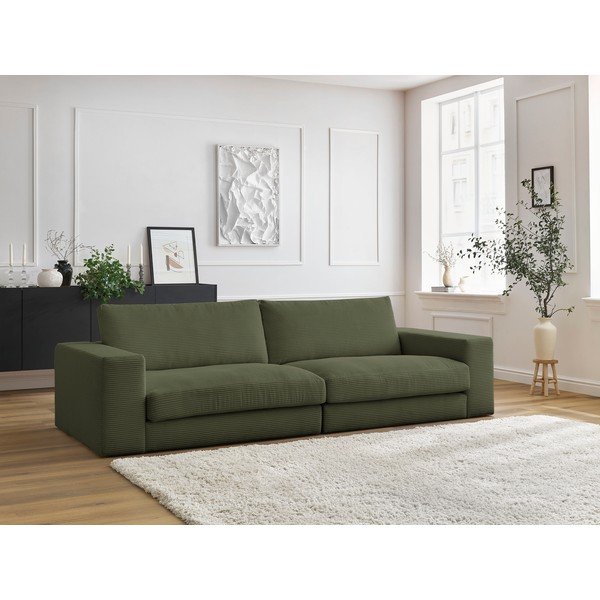 Canapea verde cu tapițerie din catifea reiată  274 cm Leonard – Bobochic Paris-image-1