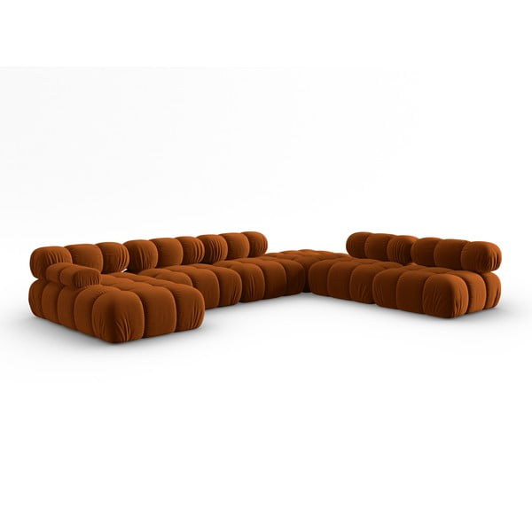 Canapea portocalie cu tapițerie din catifea 379 cm Bellis – Micadoni Home-image-3
