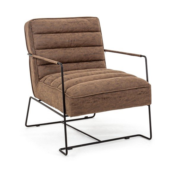 Fotoliu maro cu tapițerie din imitație de piele Brianna – Bizzotto