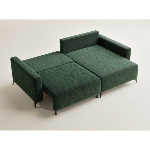 Colțar verde închis extensibil/cu spațiu de depozitare cu tapițerie din chenille (cu colț pe partea dreaptă/cu șezlong) Leon – Maison de Rêve-image-3