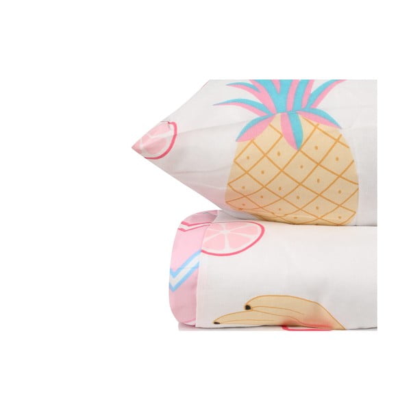 Lenjerie de pat pentru copii albă-roz pentru pat de o persoană 140x200 cm Kokteyl – Mijolnir-image-2