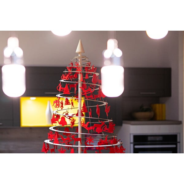 Set 10 decorațiuni de Crăciun din pâslă Spira Medium, roșu-image-3