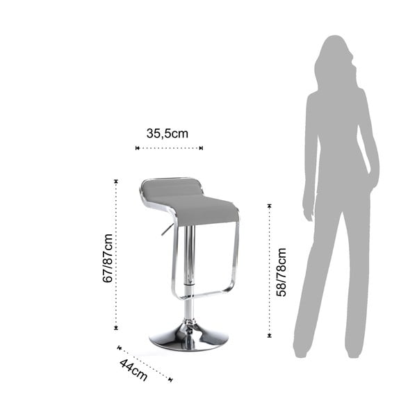 Scaun de bar gri cu înălțime ajustabilă tapițat (înălțime șezut 58 cm) Snappy – Tomasucci-image-4