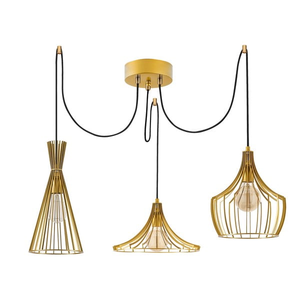 Lustră aurie cu abajur din metal Mezopotamya – Opviq lights