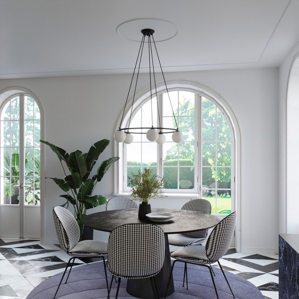 Lustră albă/neagră cu abajur din sticlă Umerta – Sollux-image-4