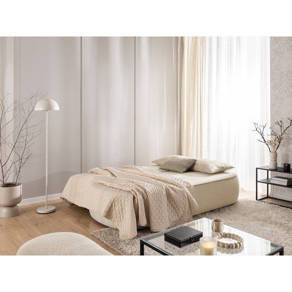 Canapea bej/taupe extensibilă/cu spațiu de depozitare cu tapițerie din catifea 210 cm Saga – Ropez-image-4