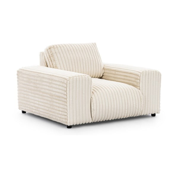 Fotoliu crem cu tapițerie din catifea reiată Justin – Ropez