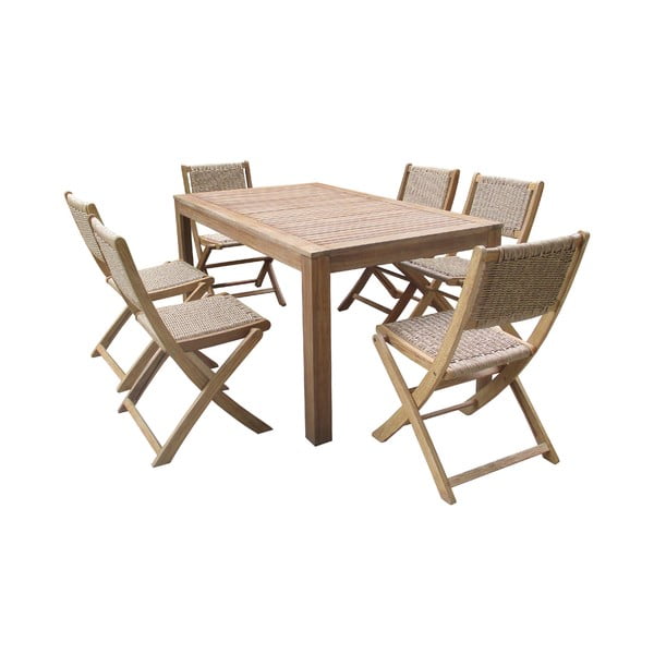 Set o masă și 6 scaune de grădină din lemn de acacia Ezeis Falcon