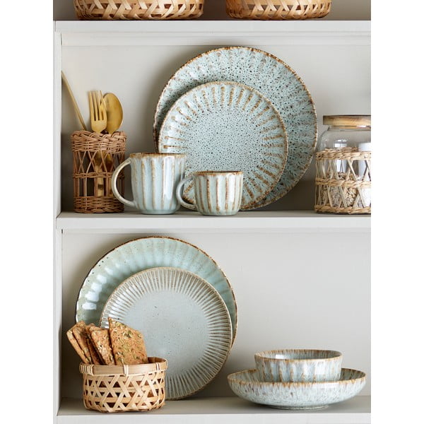 Serviciu de masă 12 buc. din gresie Fleur – Bloomingville-image-1