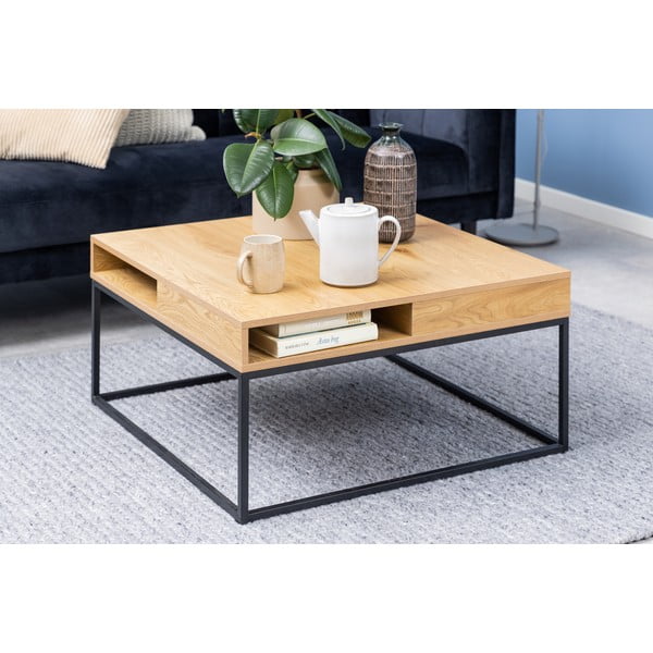 Măsuță de cafea în culoare naturală închisă cu blat cu aspect de lemn de stejar 80x80 cm Willford – Actona-image-3