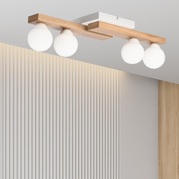 Plafonieră albă/în culoare naturală cu abajur din sticlă ø 12 cm Cortina – LAMKUR-image-4