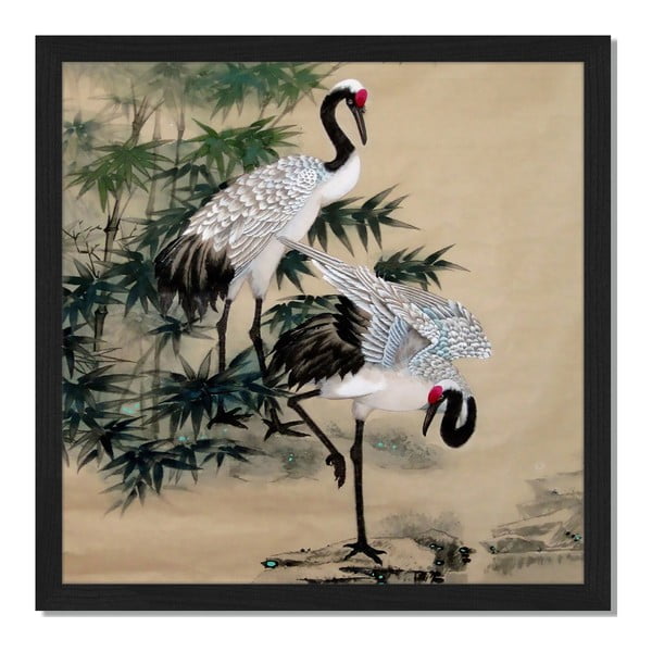 Tablou înrămat Liv Corday Asian Orietnal Cranes, 40 x 40 cm