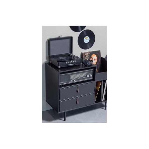 Dulap pentru pick-up și discuri din lemn de pin negru 90x73 cm Jackson - WOOOD-image-3