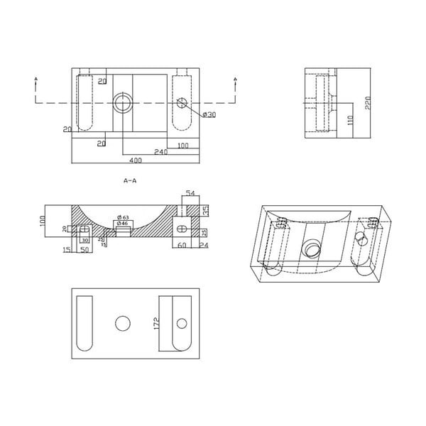 Chiuvetă mică pentru WC neagră din piatră 40x22 cm Blok – Sapho-image-4