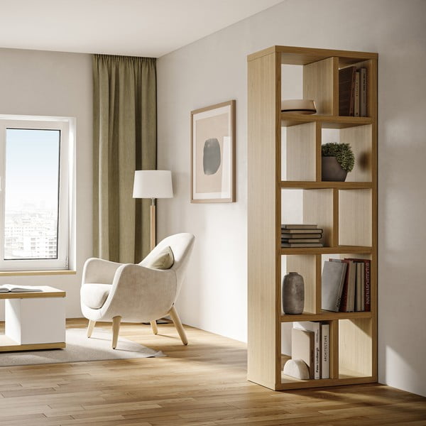 Bibliotecă în culoare naturală cu aspect de lemn de stejar 70x198 cm Berlin – TemaHome-image-1