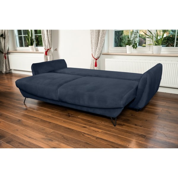 Canapea albastră extensibilă/cu spațiu de depozitare cu tapițerie din chenille 236 cm Silva – ELTAP-image-2