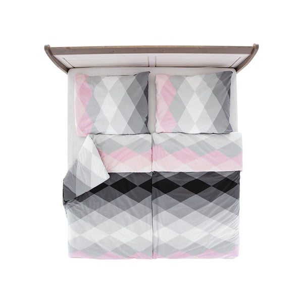 Lenjerie de pat roz/gri din țesătură crep pentru pat de o persoană 140x200 cm Top Class – B.E.S.-image-1