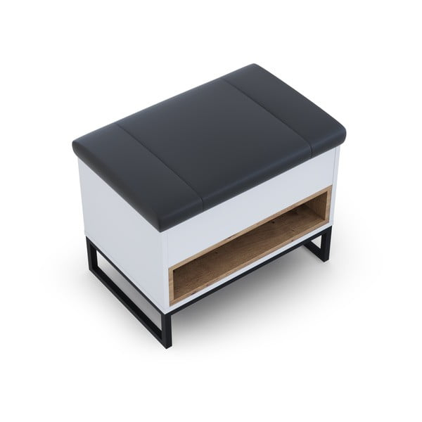 Dulap de pantofi alb cu bancă Olis - Cosmopolitan Design-image-4