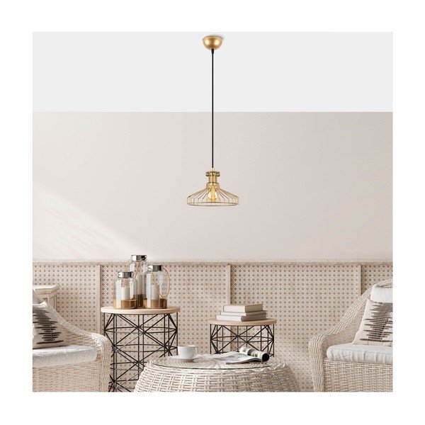 Lustră aurie cu abajur din metal ø 23 cm Events – Opviq lights-image-1