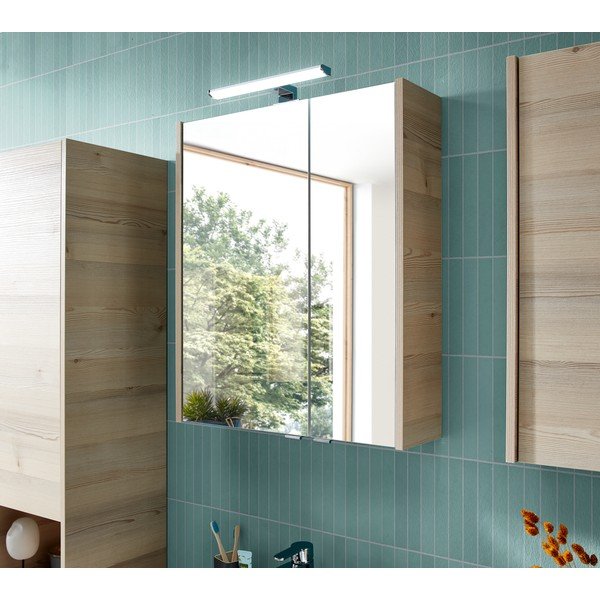 Dulap de baie în culoare naturală suspendat cu aspect de lemn de pin 70x35 cm Quickset 393 – Pelipal-image-1