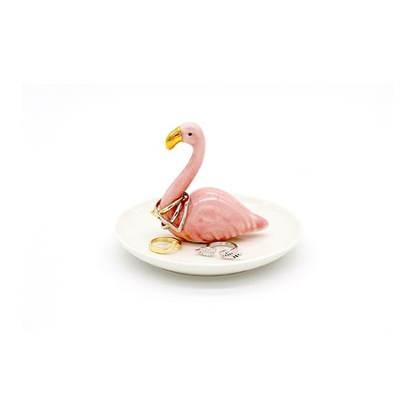 Suport din porțelan pentru bijuterii Gift Republic Flamingo