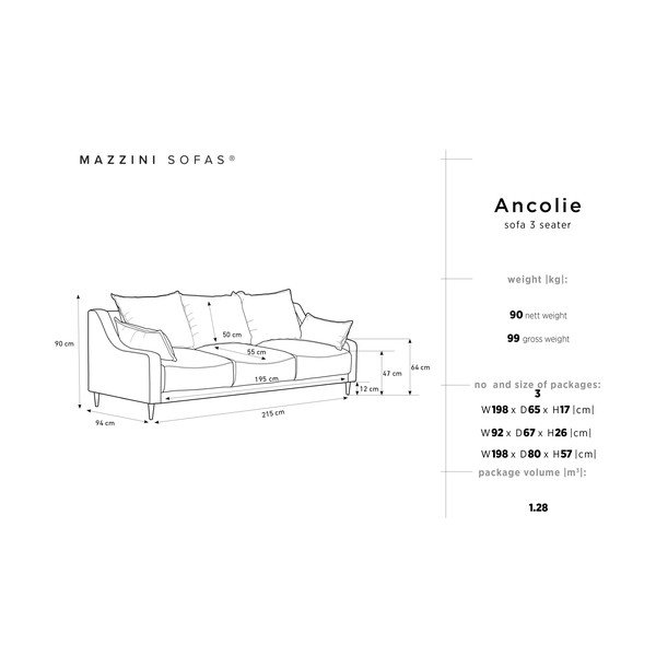 Canapea extensibilă cu spațiu pentru depozitare Mazzini Sofas Ancolie, bej, 215 cm-image-1