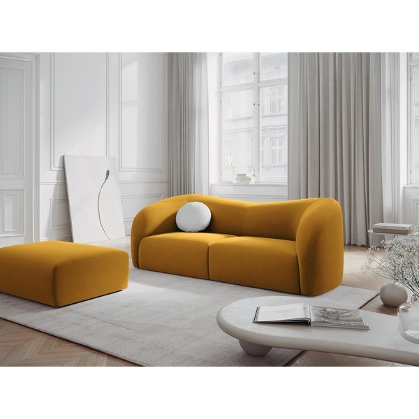 Canapea galben-muștar cu tapițerie din catifea 197 cm Santi – Interieurs 86-image-1