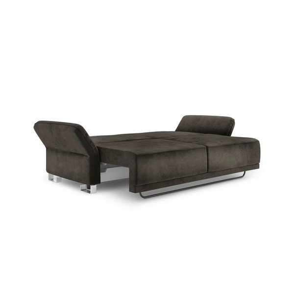 Canapea extensibilă cu 3 locuri și tapițerie de catifea Windsor & Co Sofas Pyxis, maro închis-image-4