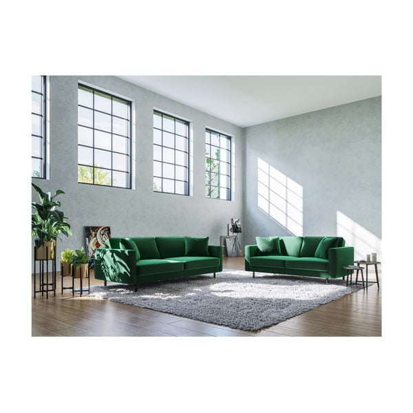 Canapea verde cu tapițerie din catifea 167 cm Kobo – MESONICA-image-3