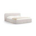 Pat matrimonial alb tapițat cu spațiu de depozitare cu somieră 200x200 cm Elizabeth – Micadoni 
