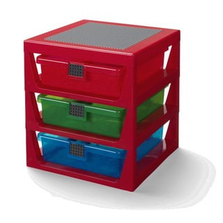 Organizator pentru depozitare cu 3 sertare LEGO®, roșu