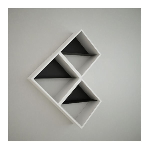 Raft de perete Daniele Triple White/Black, lățime 56 cm, alb