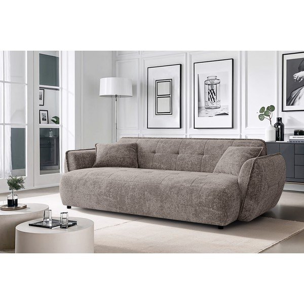 Canapea taupe cu tapițerie din chenille 250 cm Nelia Big – Ropez-image-1