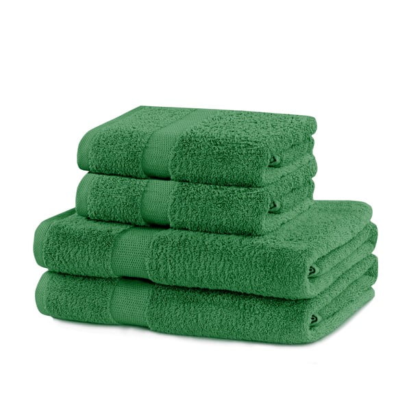 Prosoape de baie verde-închis 4 buc. din bumbac din frotir Marina – Restilo