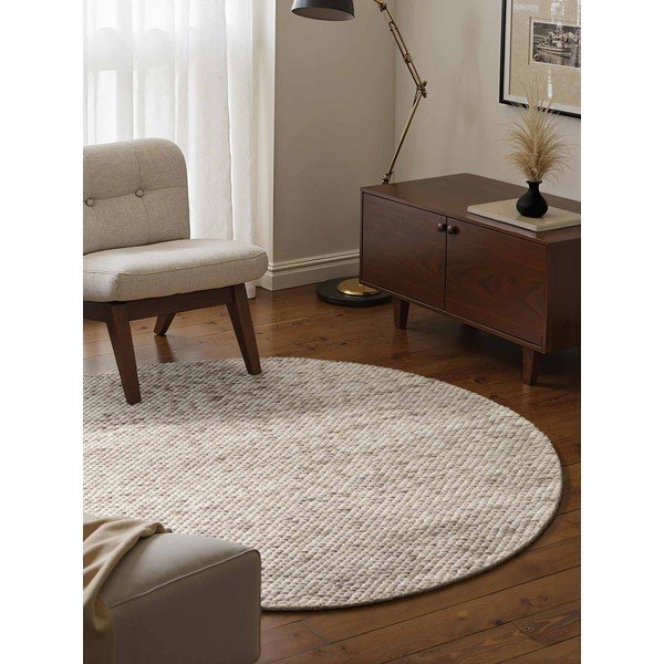 Covor bej/în culoare naturală țesut manual rotund din lână ø 160 cm Lyon Beans – Elle Decoration-image-1