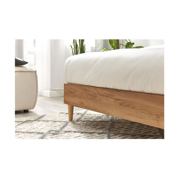 Pat matrimonial gri închis/natural cu somieră 160x200 cm Noa – Bobochic Paris-image-3