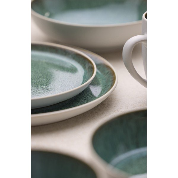 Farfurie albă/verde pentru desert  din gresie ø 21 cm Gastro White/Green – Bitz-image-1