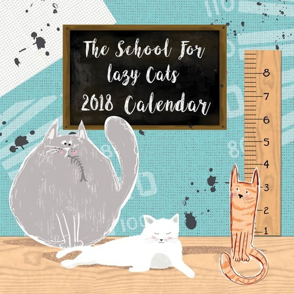 Calendar perete pentru anul 2018 Portico Designs School For Lazy Cats