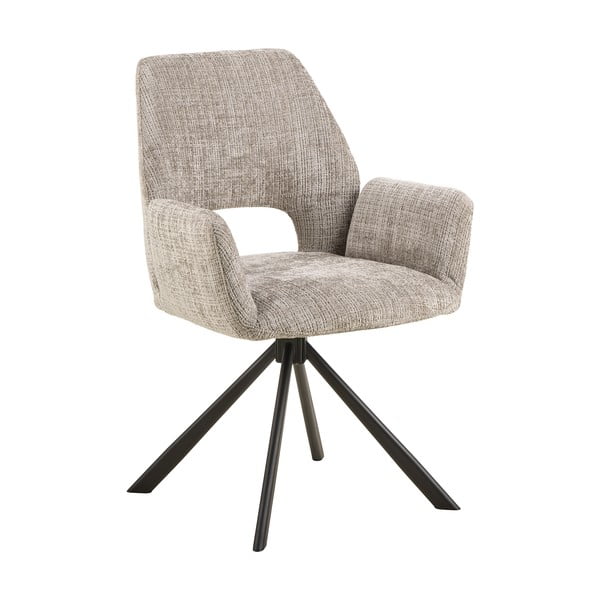 Scaun de sufragerie gri deschis cu cotiere tapițat Graham – Actona