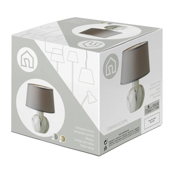 Veioză bej din ceramică cu abajur textil (înălțime 26,5 cm) – Casa Selección-image-4