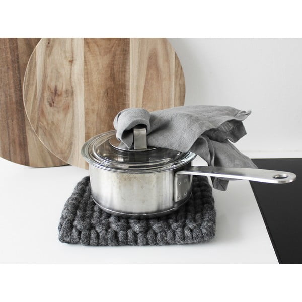 Suport țesut din lână pentru pahar/veselă Wooldot Braider Coaster, 20 x 20 cm, antracit-image-1